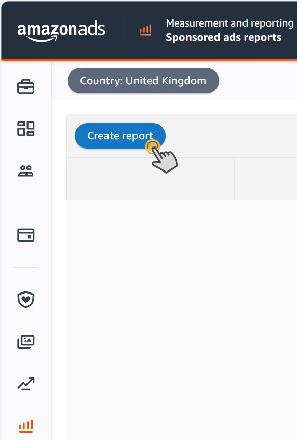 Sponsored ads reports page with the Create report button